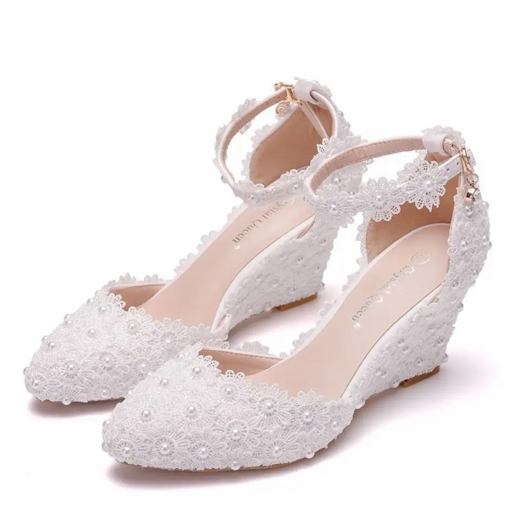 Crystal Queen Wedges Heel Woman Wedding Shoes Bride and Bride maids